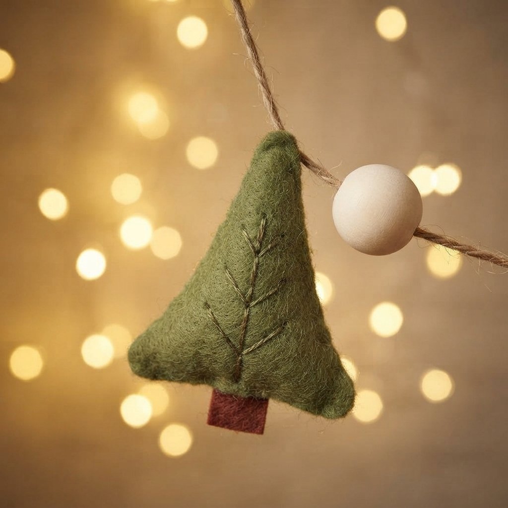 Felt Christmas Tree Garland with Snowball Beads