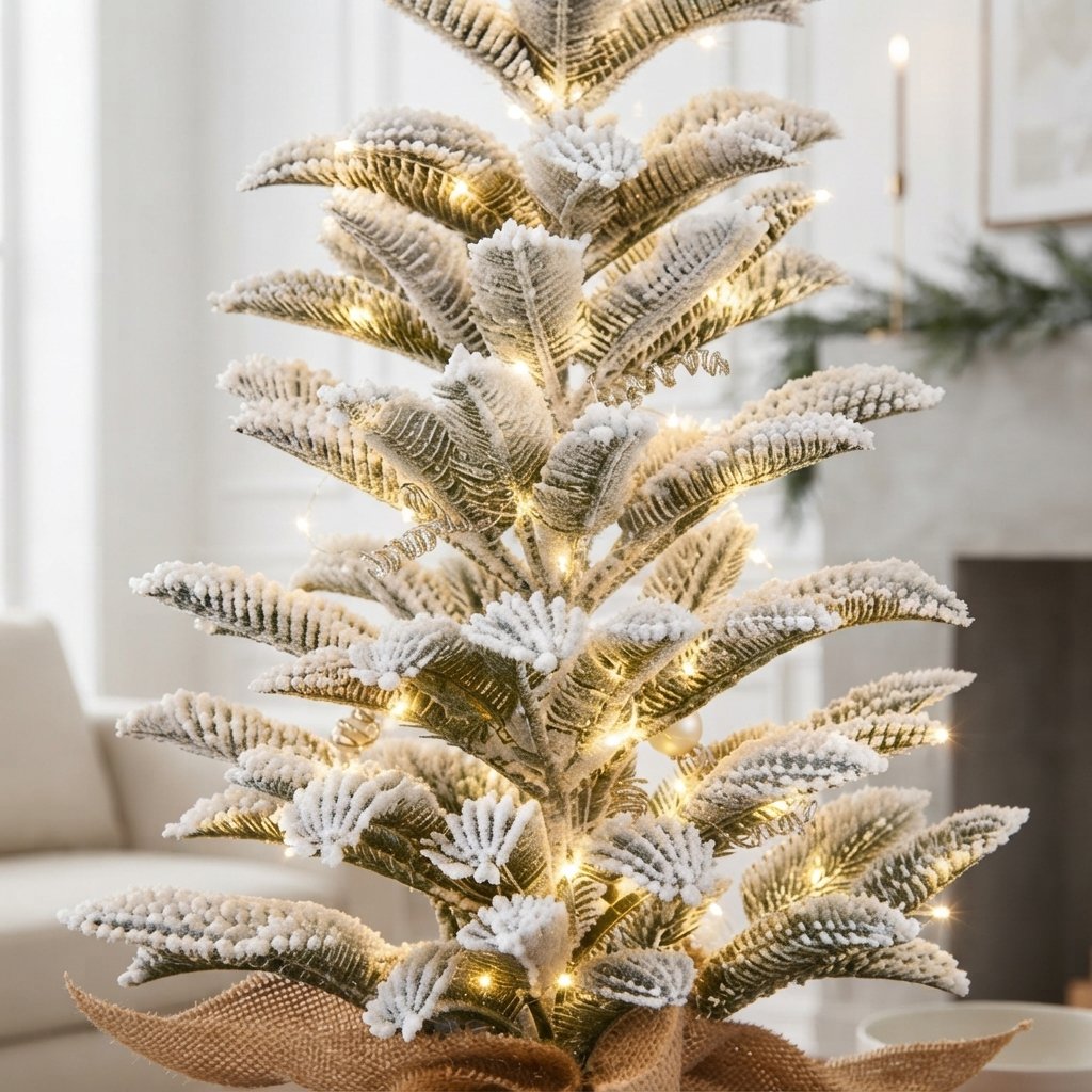 Flocked Tabletop Christmas Tree with Warm LED Lights