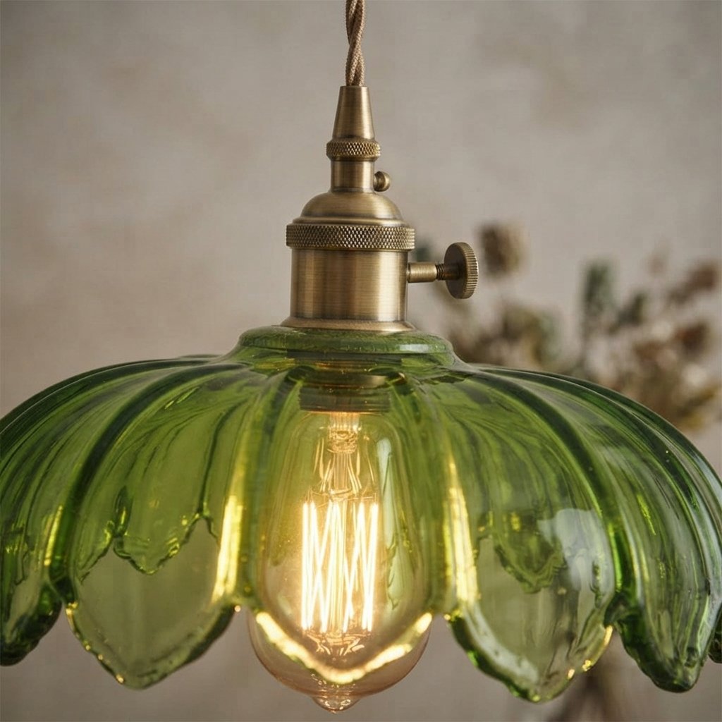 Floral Glass Pendant Light with Brass Fitting