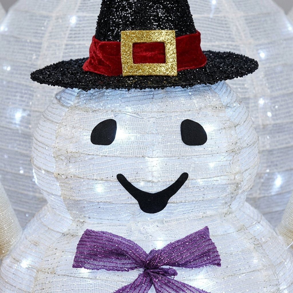 Foldable Light-Up Ghost Halloween Decoration with 40 White LEDs and Timer, 82 cm