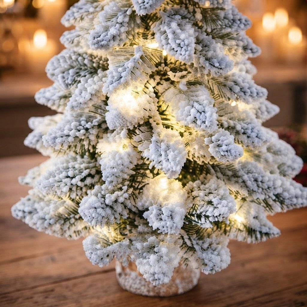 Frosted Mini Christmas Tree with Warm White LED Lights