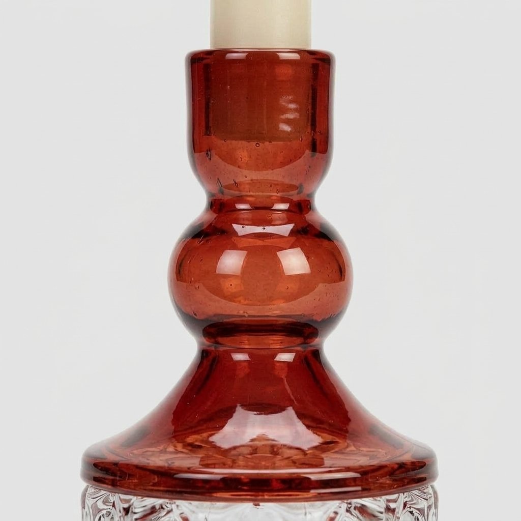 Glass Candle Holder in Red, 2 sizes