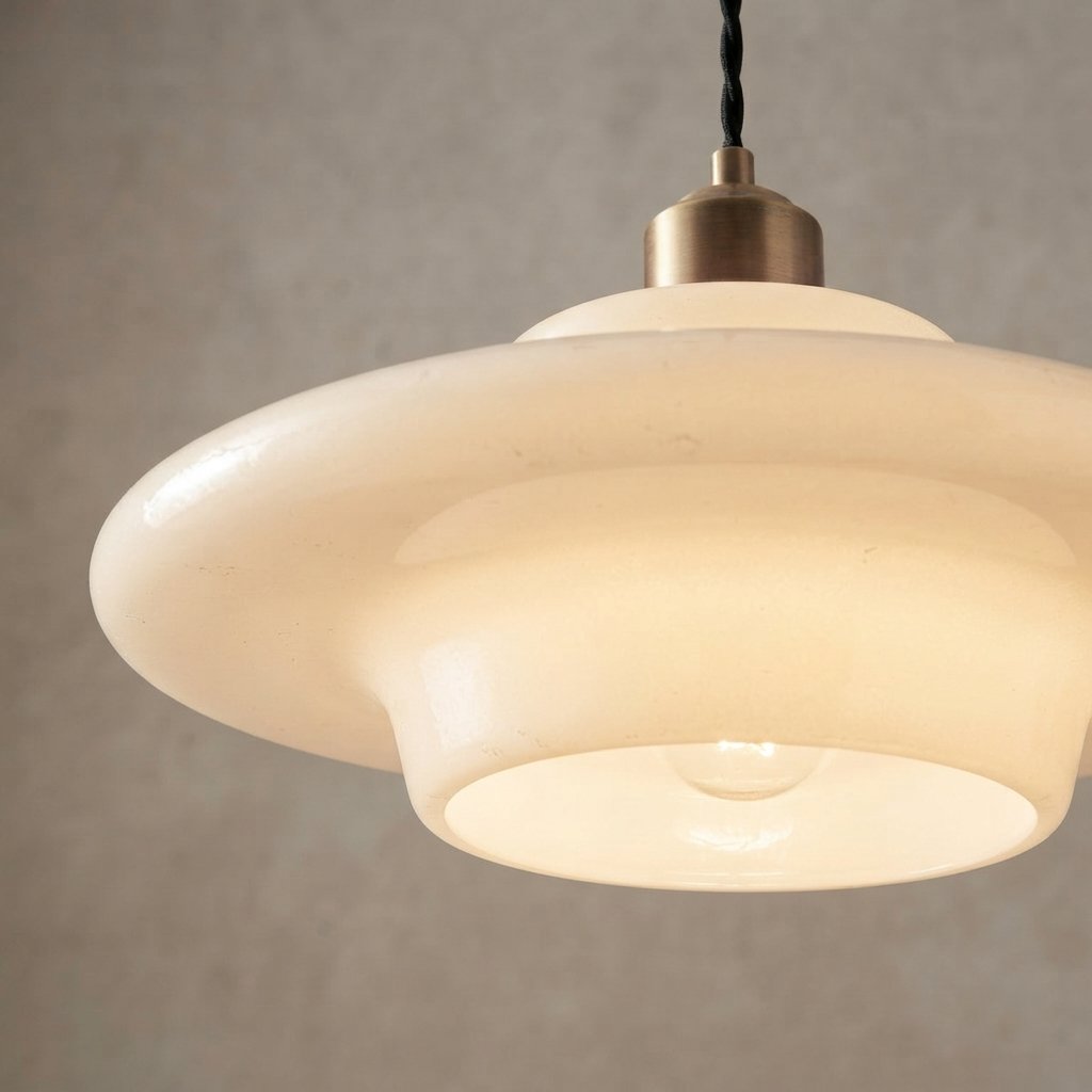 Glass Pendant Light, Mid-Century Tiered Shade, Three Shapes