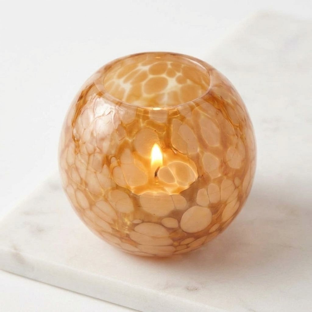 Glass Tealight Holder with Speckled Pattern, Set of 2