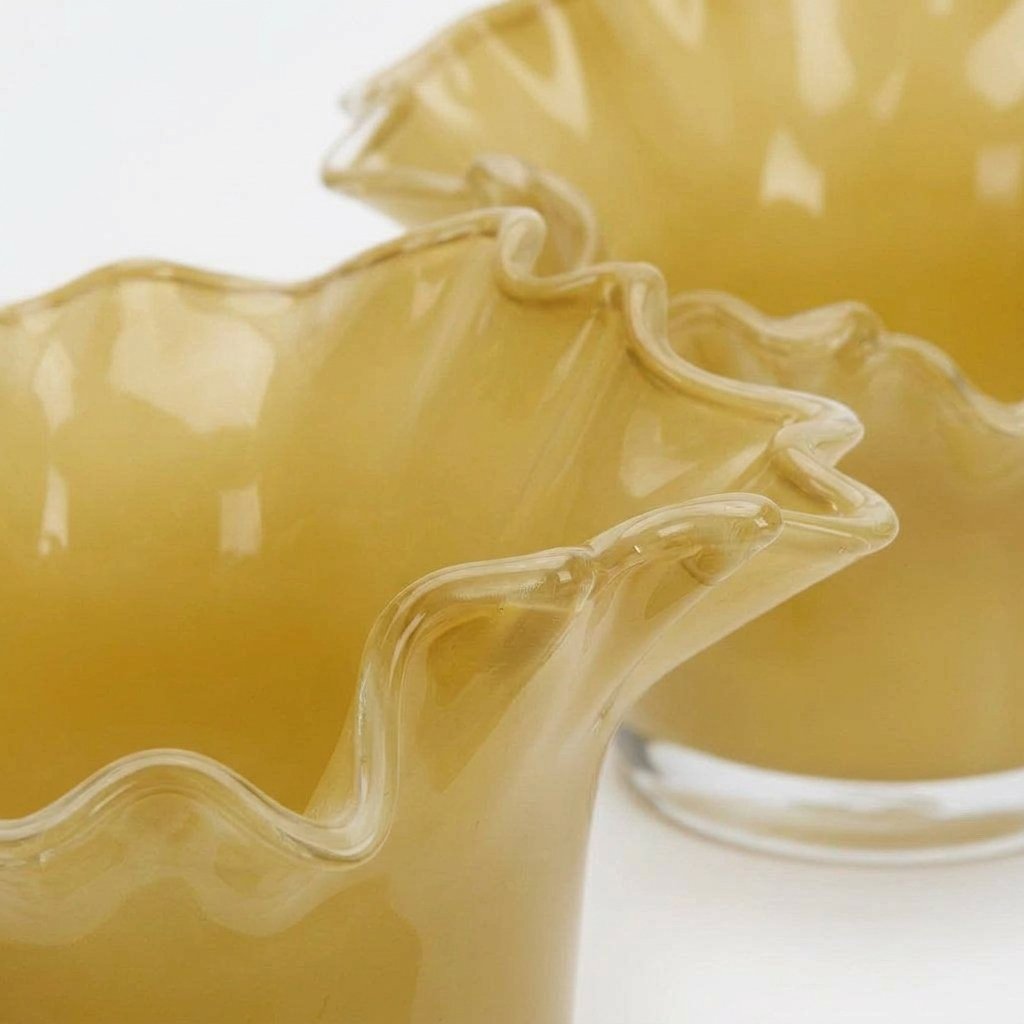 Glass Votives in Dusty Yellow, Set of 2