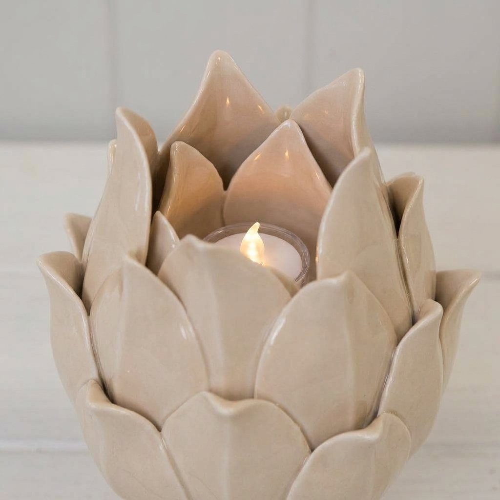 Glazed Artichoke Ceramic Tealight Holder