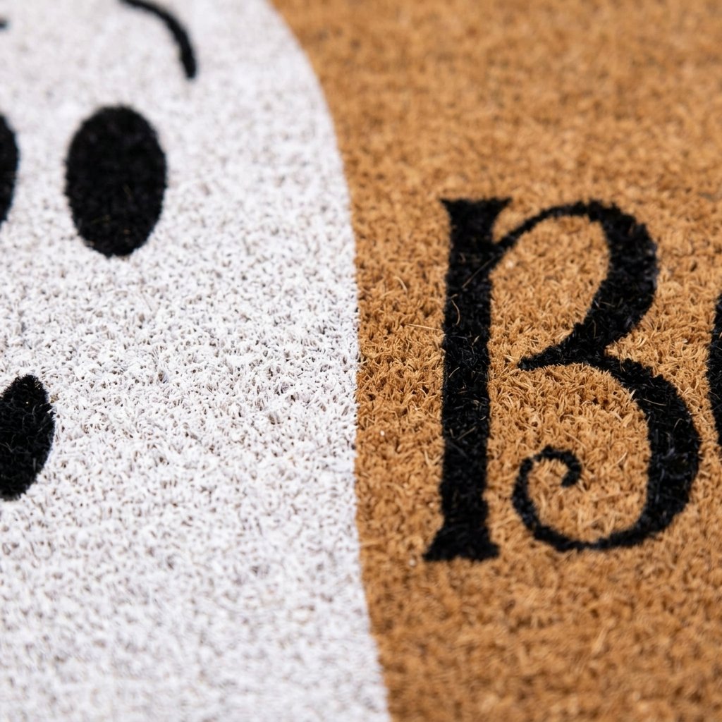 Halloween Ghost 'Boo!' Coir Doormat – Natural Coconut Husk with Playful Ghost Design