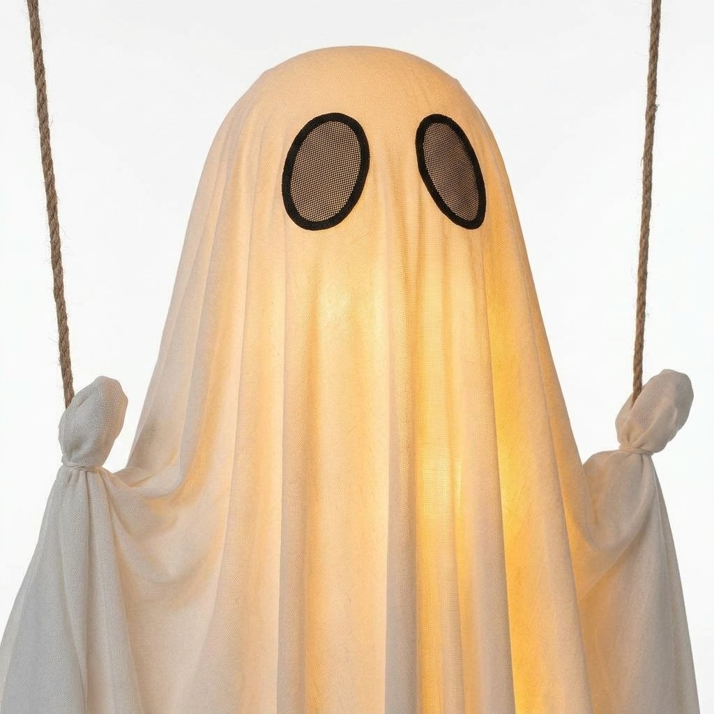 Halloween Hanging Ghost Swing Decoration with LED Light and Remote Control for Outdoor Yards and Porches
