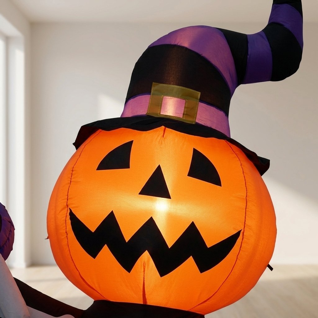 Halloween Inflatable Pumpkin Skeleton with LED Lights – 6 ft Outdoor Decoration