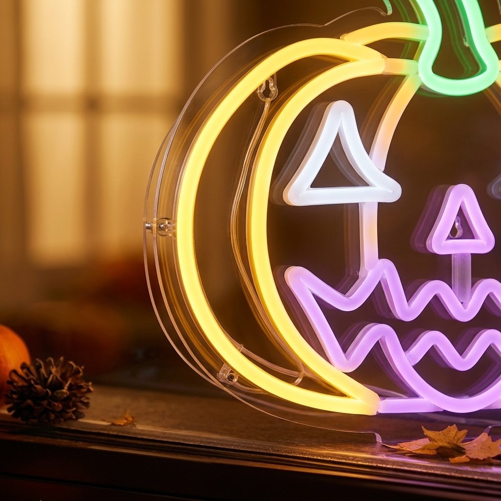 Halloween Pumpkin Jack-o'-Lantern LED Neon Light – USB Indoor Decoration