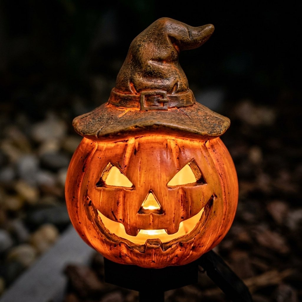 Halloween Solar Garden Stake Light – Resin Character Design with Auto On Glow