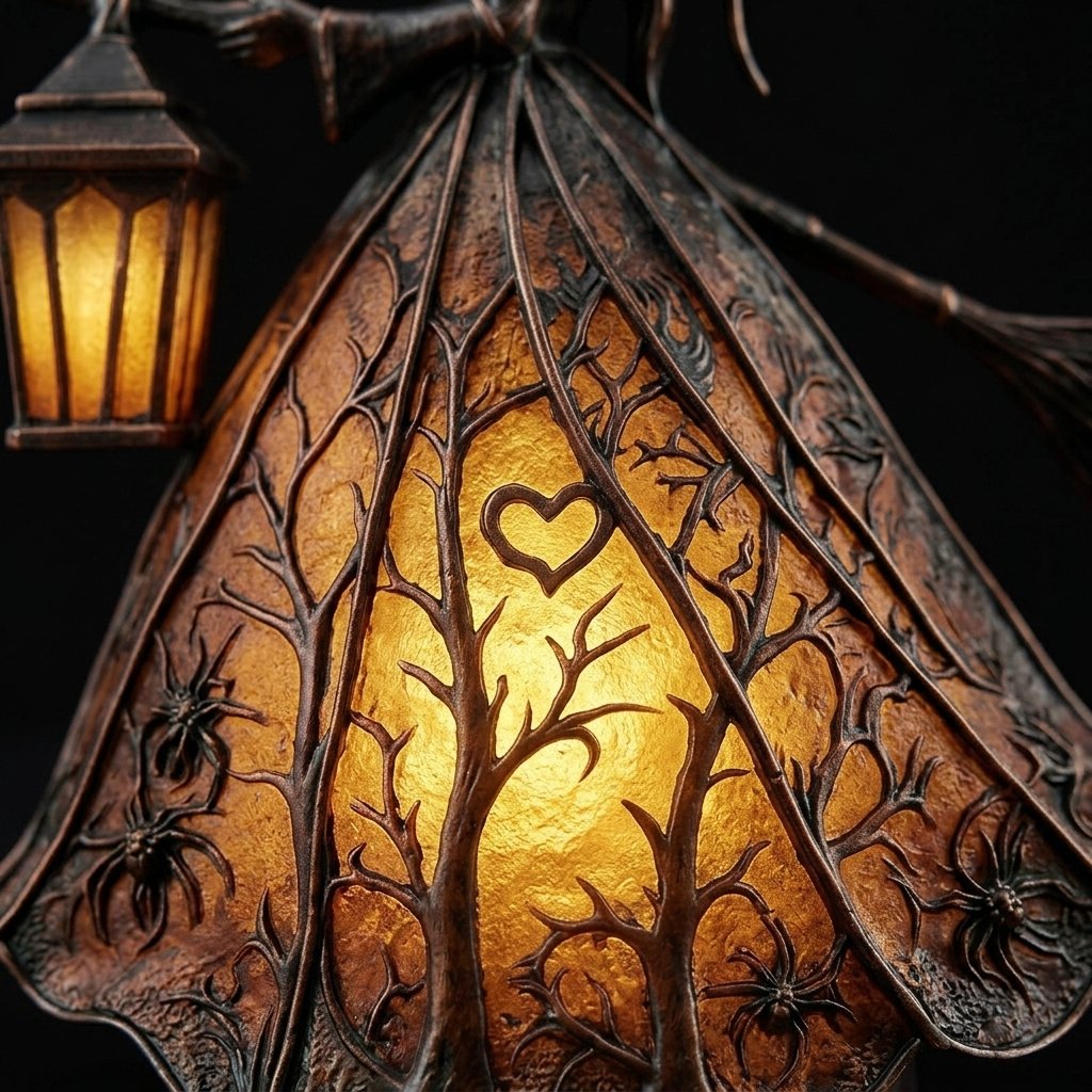 Halloween Witch Figurine Lantern with Warm LED Glow, Battery Operated
