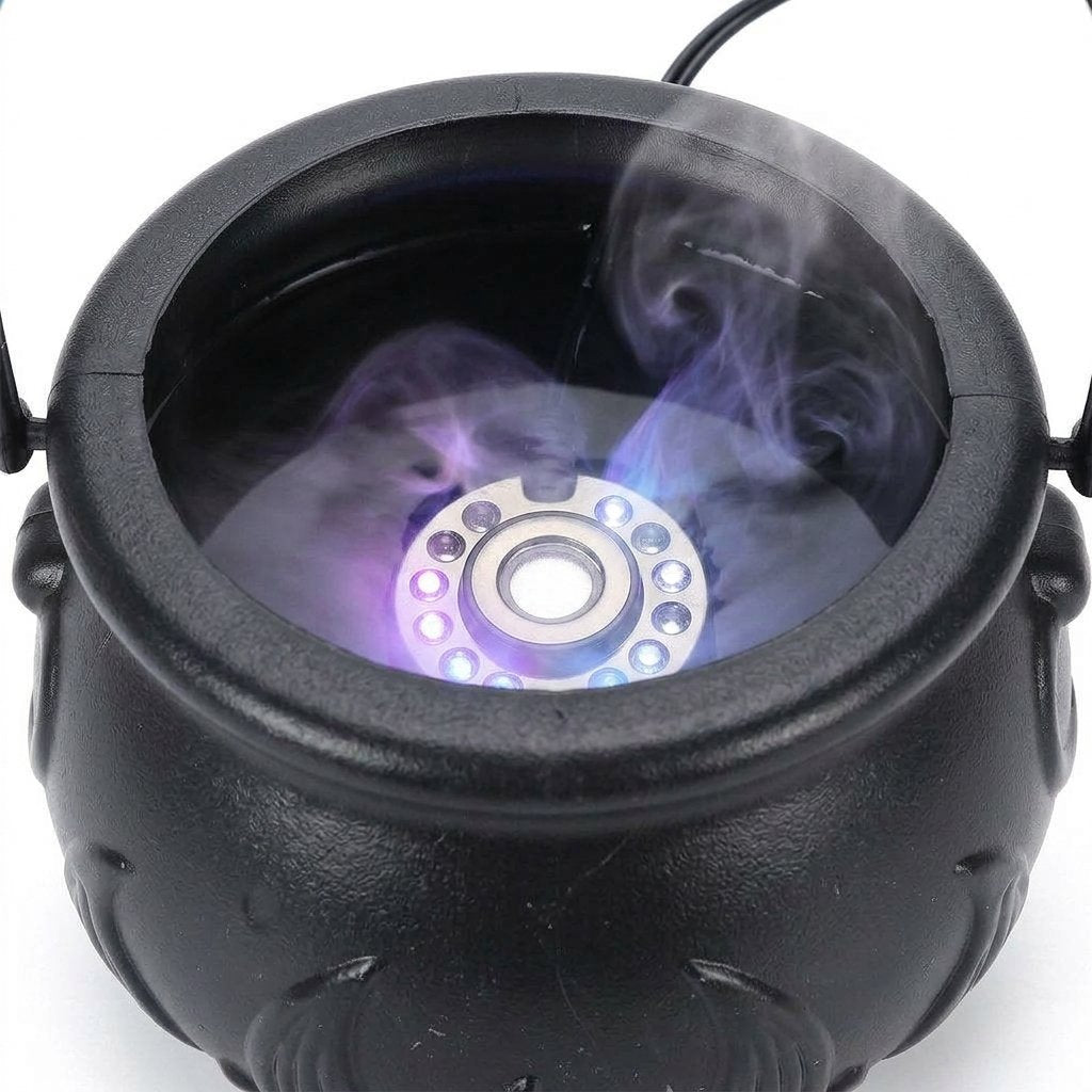 Halloween Witch's Cauldron Mist Maker with Colour-Changing LED Lights