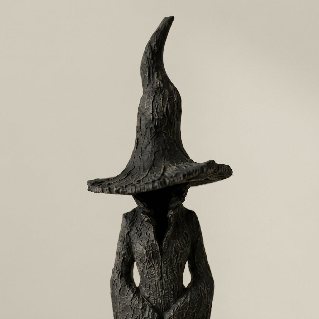 Hand-Painted Witch Guardian Resin Statue – Rustic Decorative Figure for Indoor and Outdoor Display