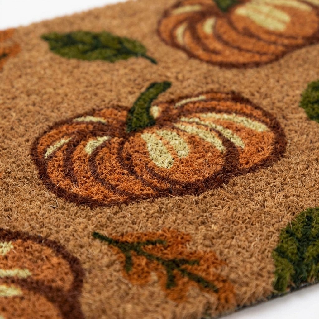 Harvelle Multi-Pumpkin Printed Coir Doormat with Autumn Leaf Design