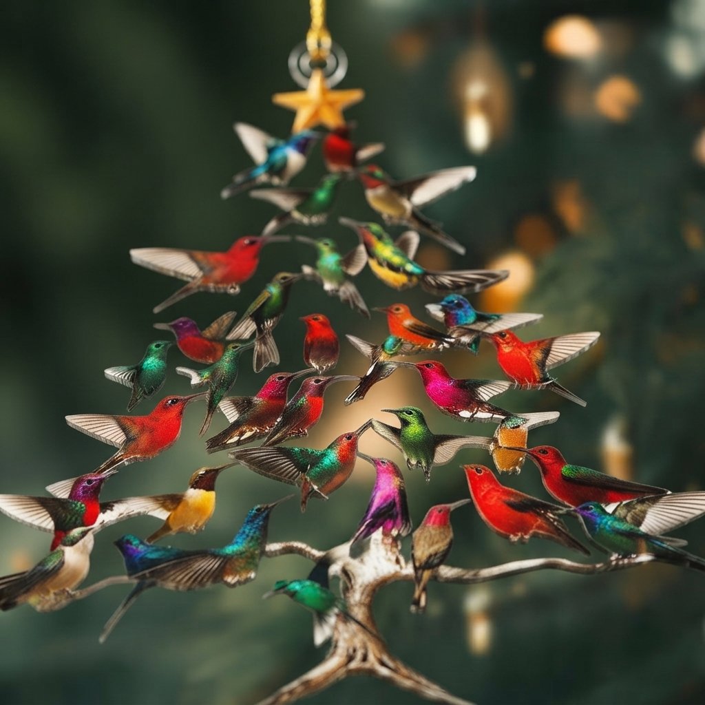 Hummingbird Christmas Tree Acrylic Ornament