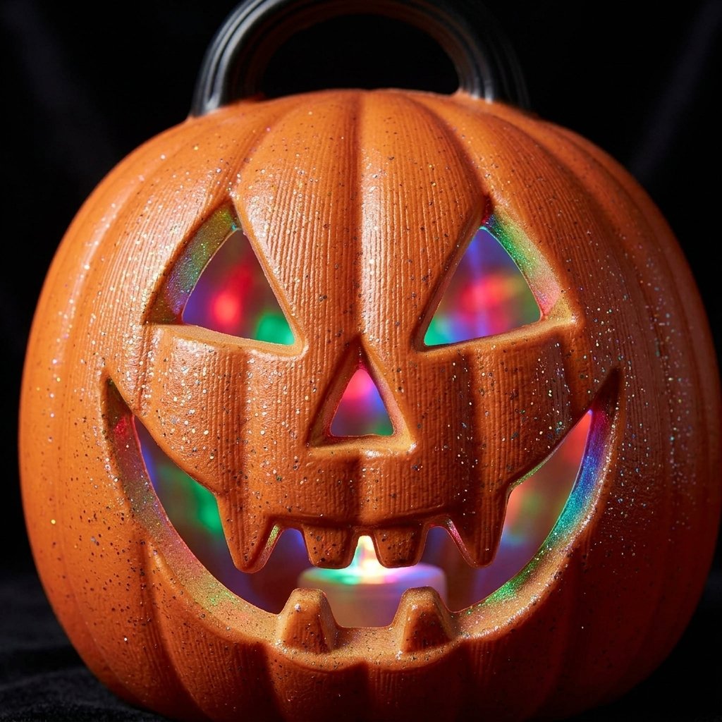 Illuminated Jack-o'-Lantern Pumpkin Lamp with Multicolour LED – Battery Operated Halloween Decoration