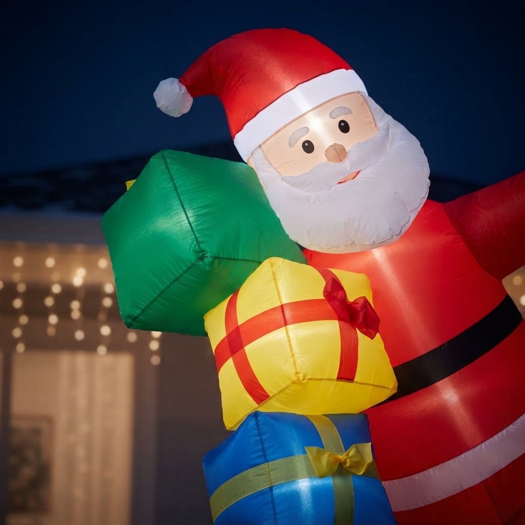 Inflatable Climbing Santa with LED Lights, 6ft
