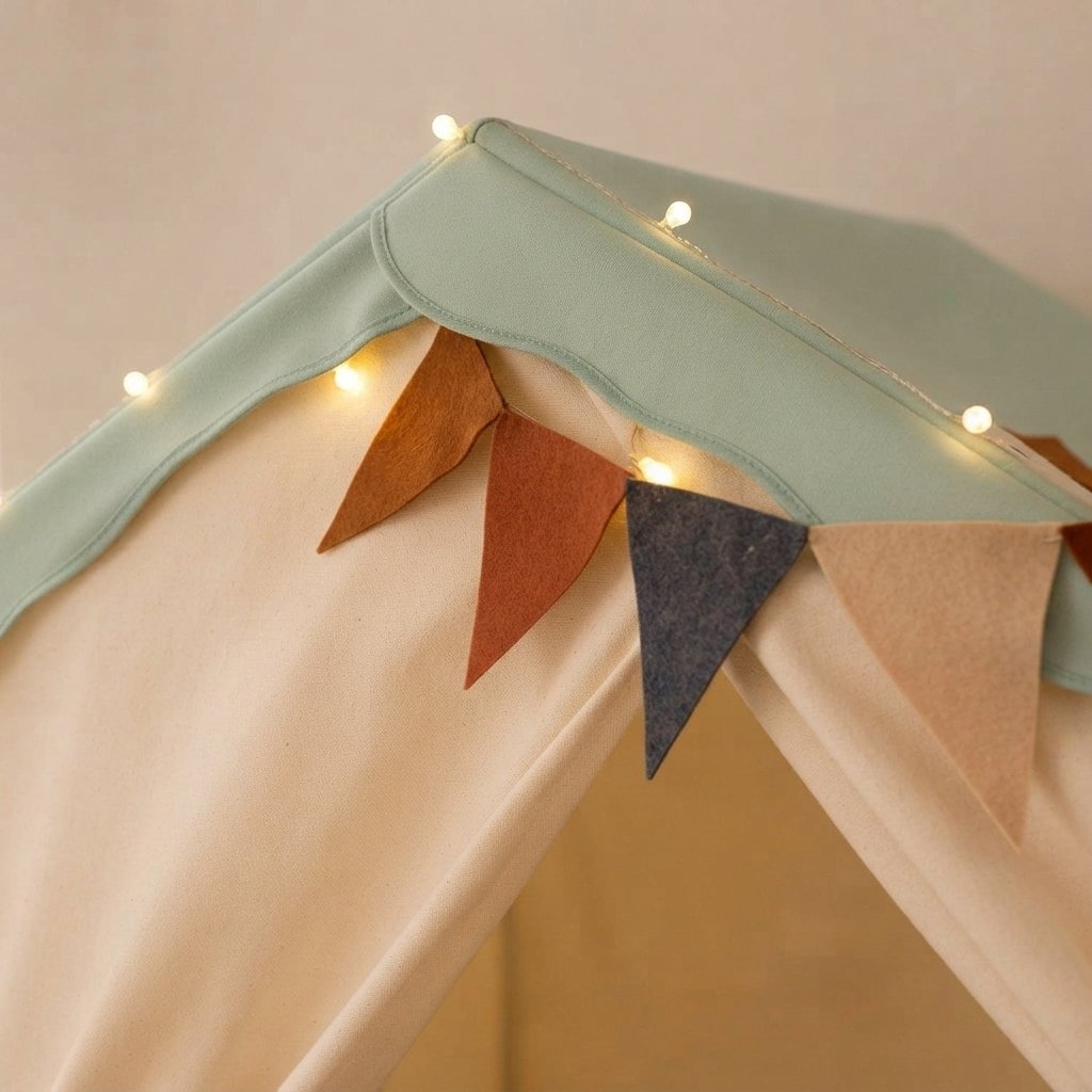 Kids Indoor Play Tent with Lights and Padded Mat