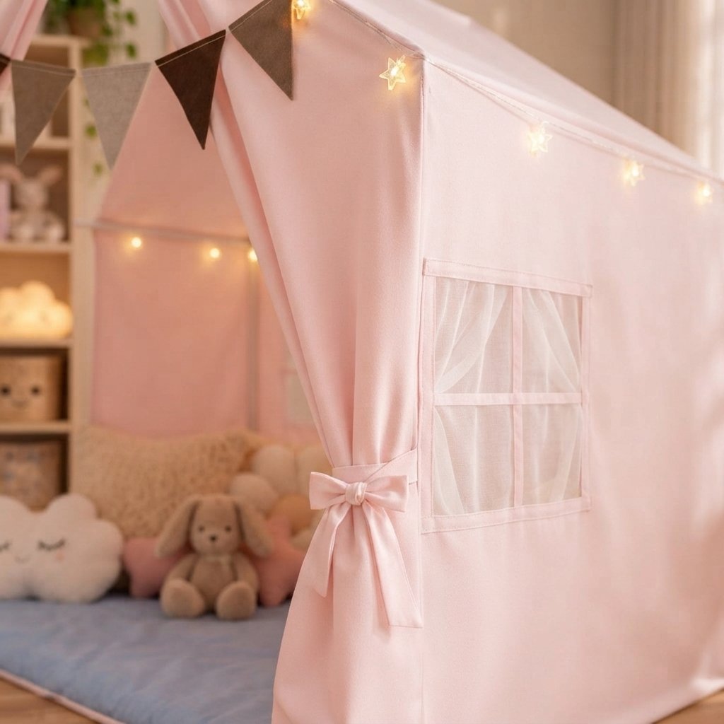 Kids Indoor Play Tent with Star Lights, Pink