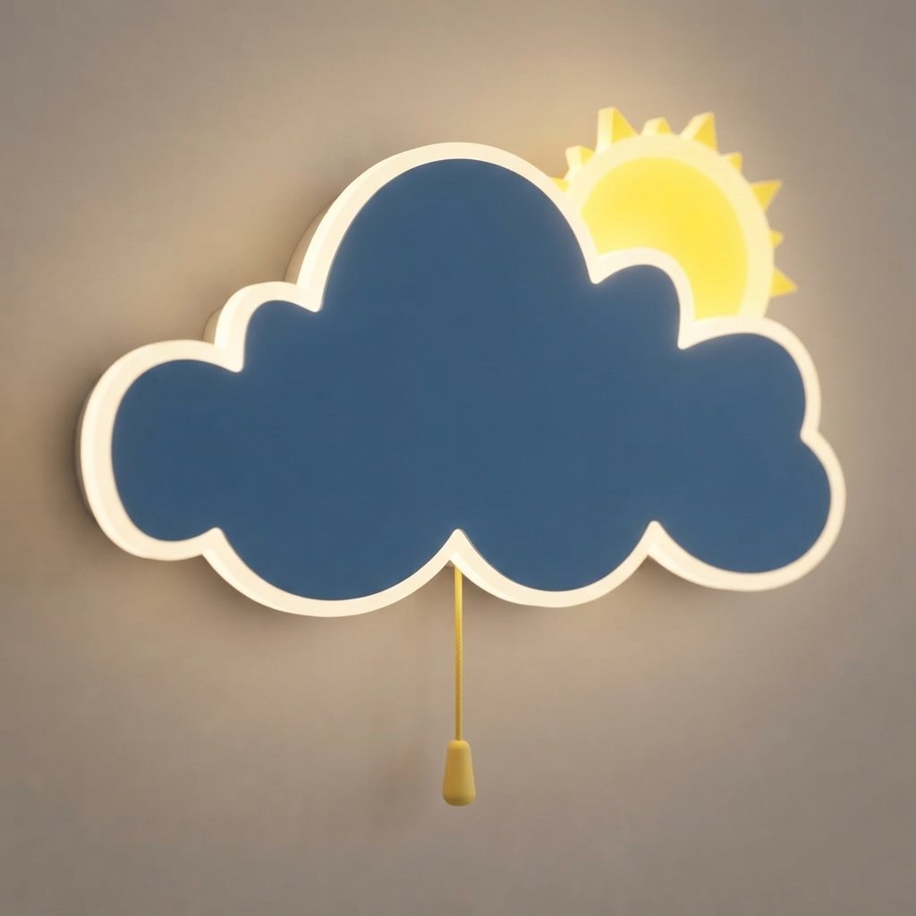 Kids' LED Wall Light – Cloud & Star Shapes, Pull Switch
