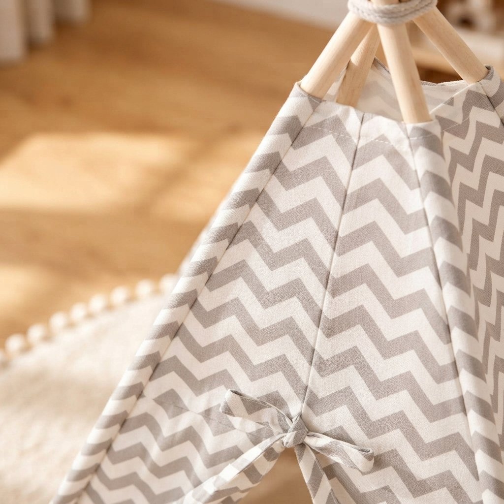 Kids Teepee Tent with Zigzag Pattern for Indoor Play