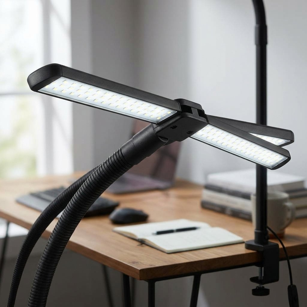 LED Desk Lamp with Flexible Arm and Clamp, Dimmable