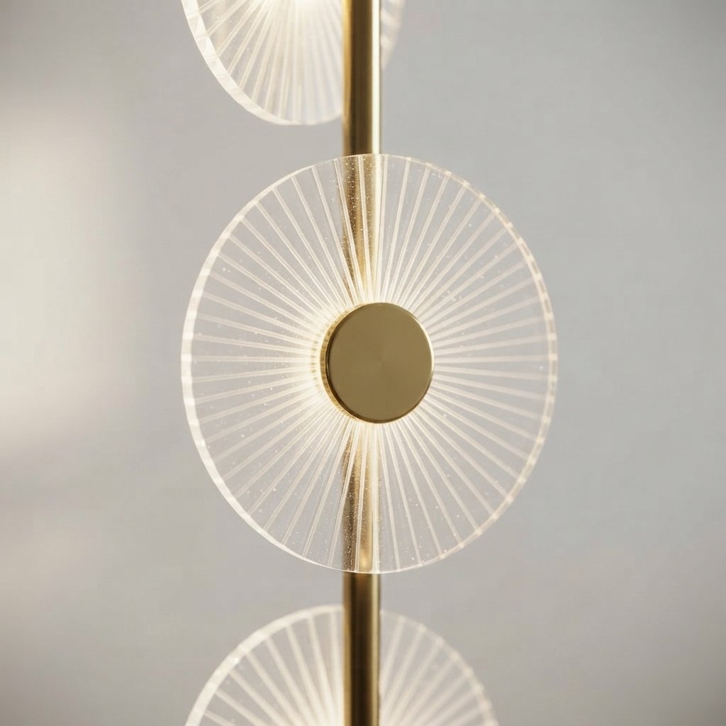 LED Floor Lamp with Six Disc Shades and Marble Base