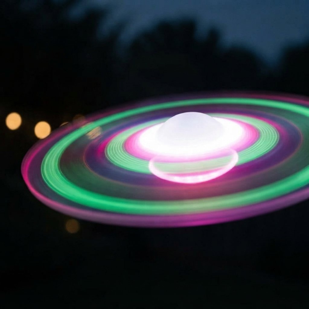 LED Flying Disc Launcher Toy with Hover Glow Effect