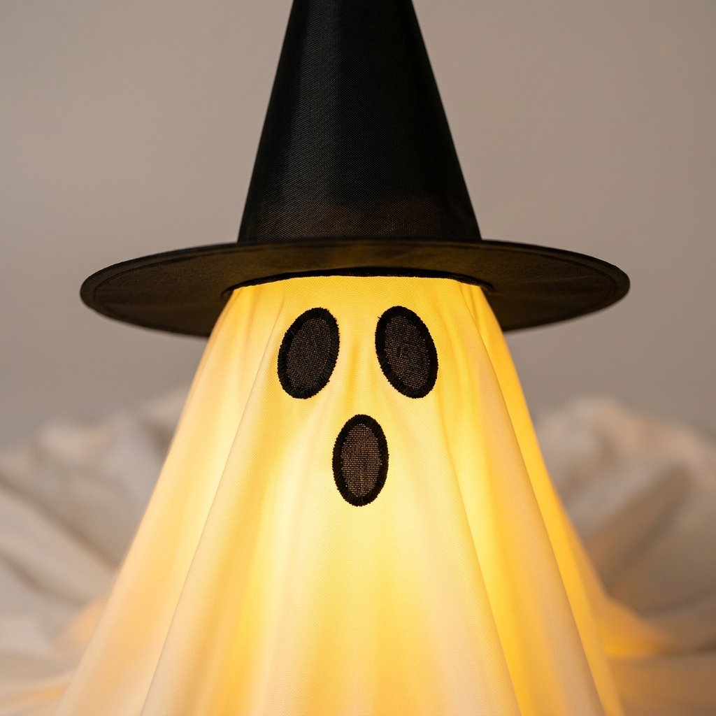 LED Ghost Halloween Decoration with Witch Hat and Wireless Remote Control, 50 in, Set of 1 or 2