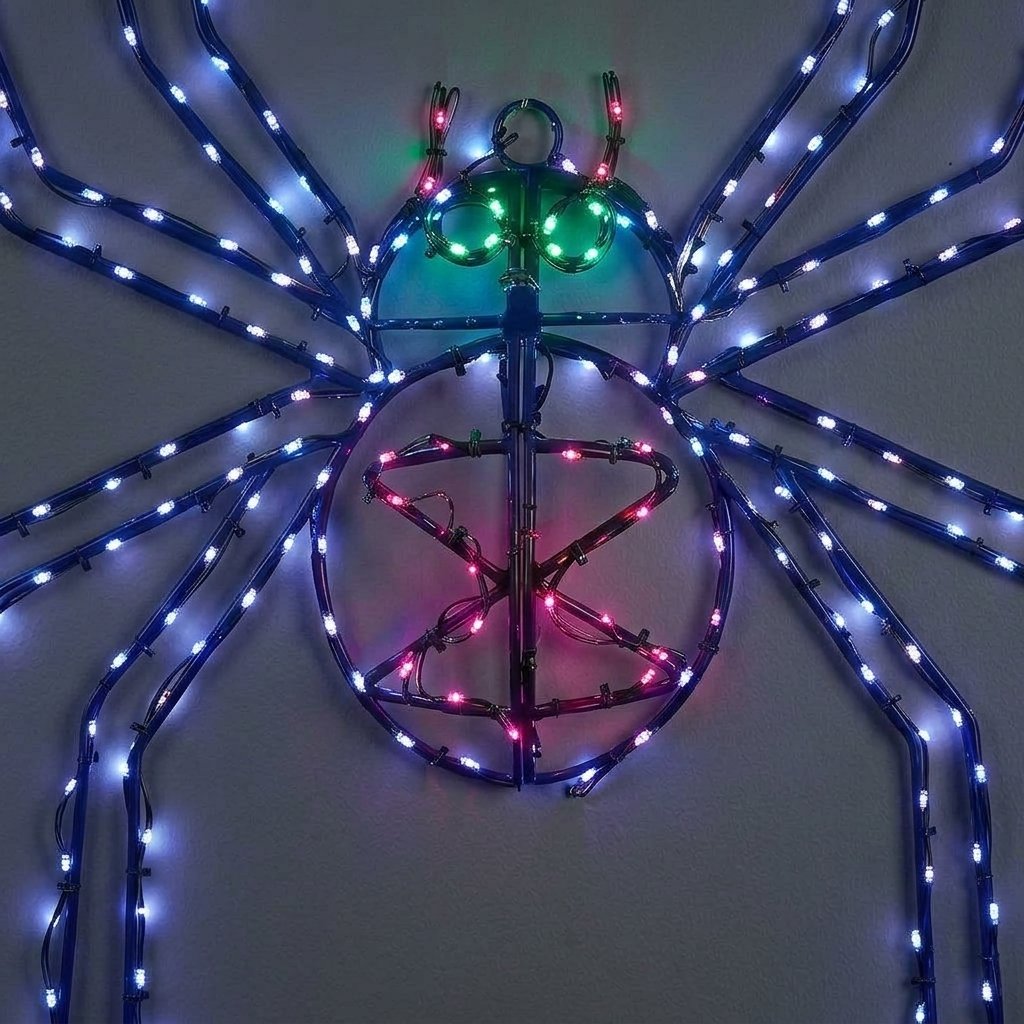 LED Metal Spider Halloween Decoration with Multicolour Micro Lights and Timer – Indoor and Outdoor
