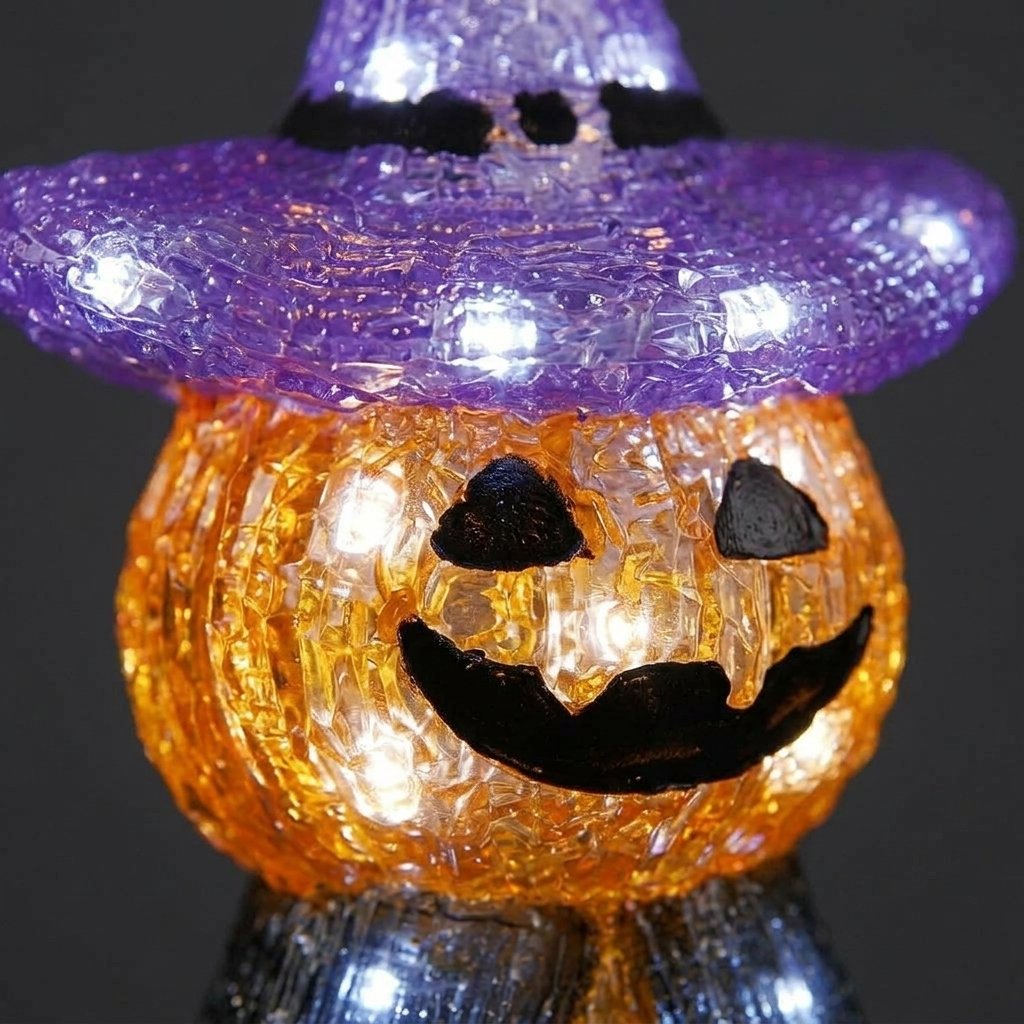 LED Pumpkin Witch Halloween Decoration with 50 White LEDs and Timer – Indoor and Outdoor