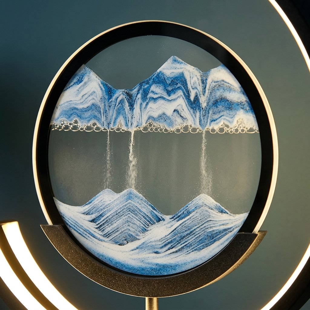 LED Sand Art Table Lamp with Circular Frame