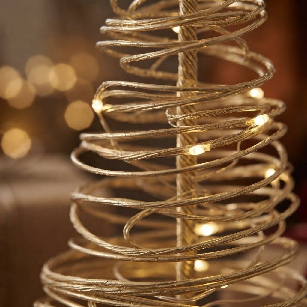 LED Spiral Christmas Tree with Warm White Lights, 33 cm