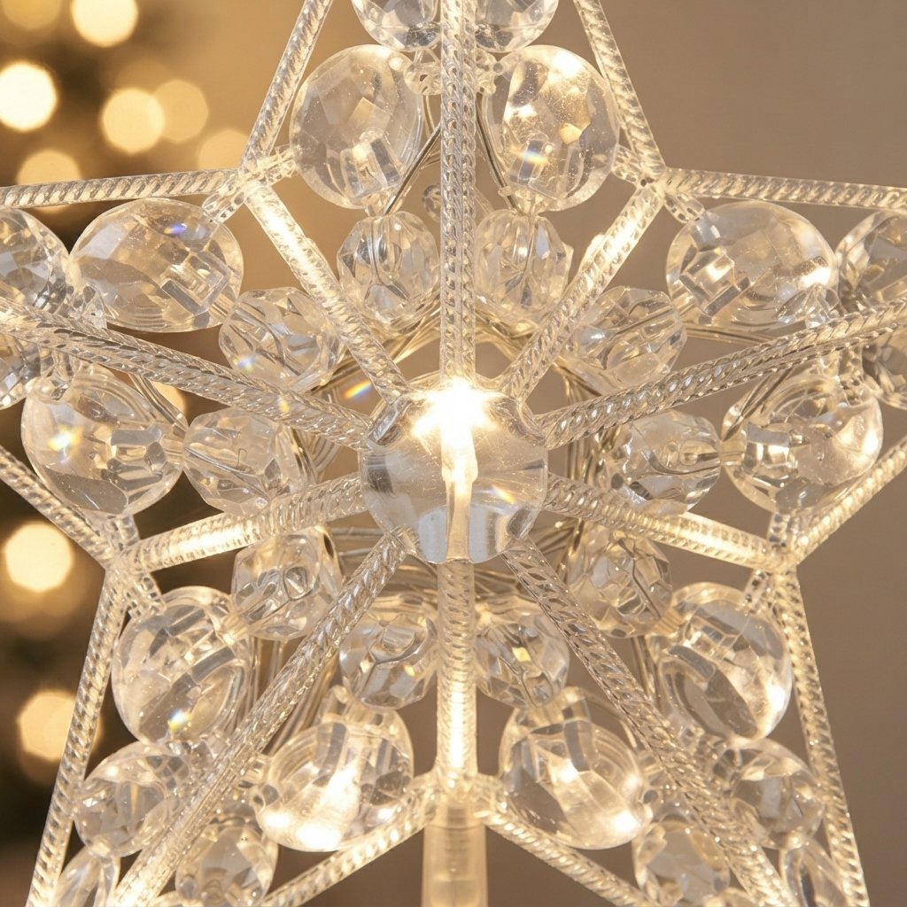 LED Star Christmas Tree Topper, Crystal Clear, 3D