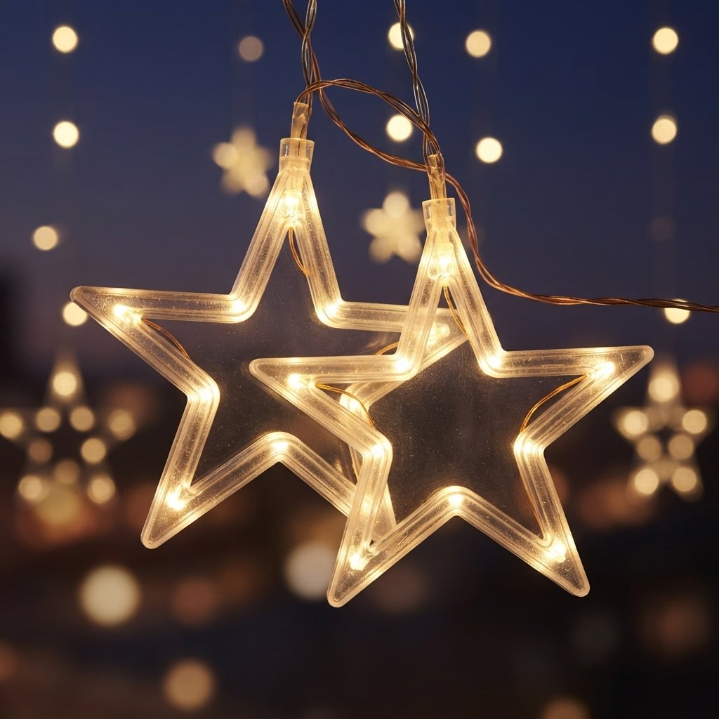 LED Star Curtain Lights, Warm White, Indoor & Outdoor
