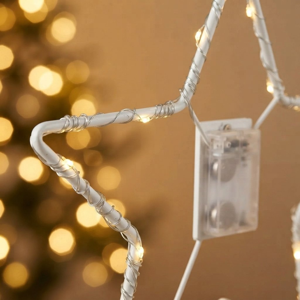 LED Star Light Decoration, Warm White, Metal Frame