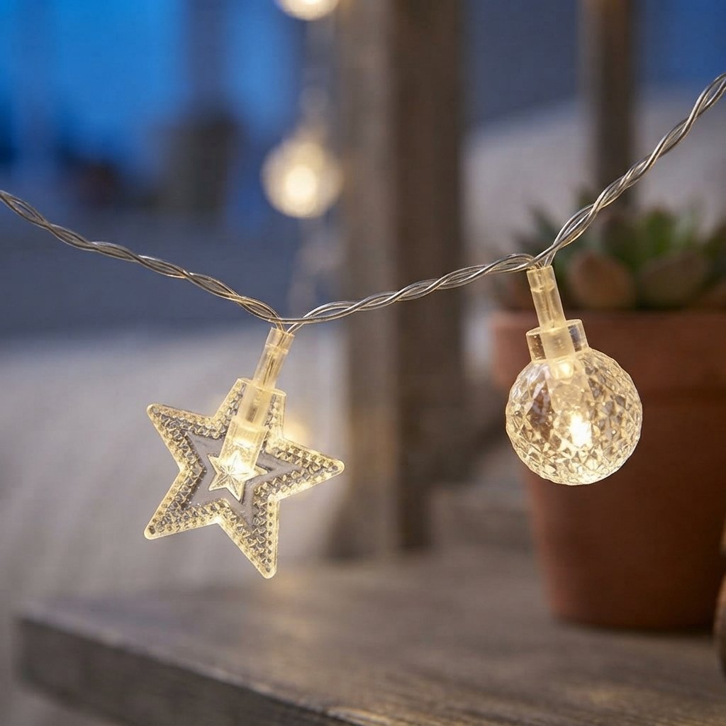 LED Star & Moon Fairy Lights, Warm White Indoor