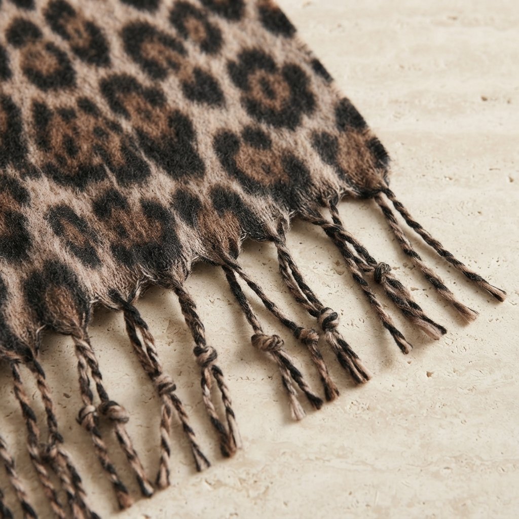 Leopard Print Oversized Shawl Wrap with Tassels