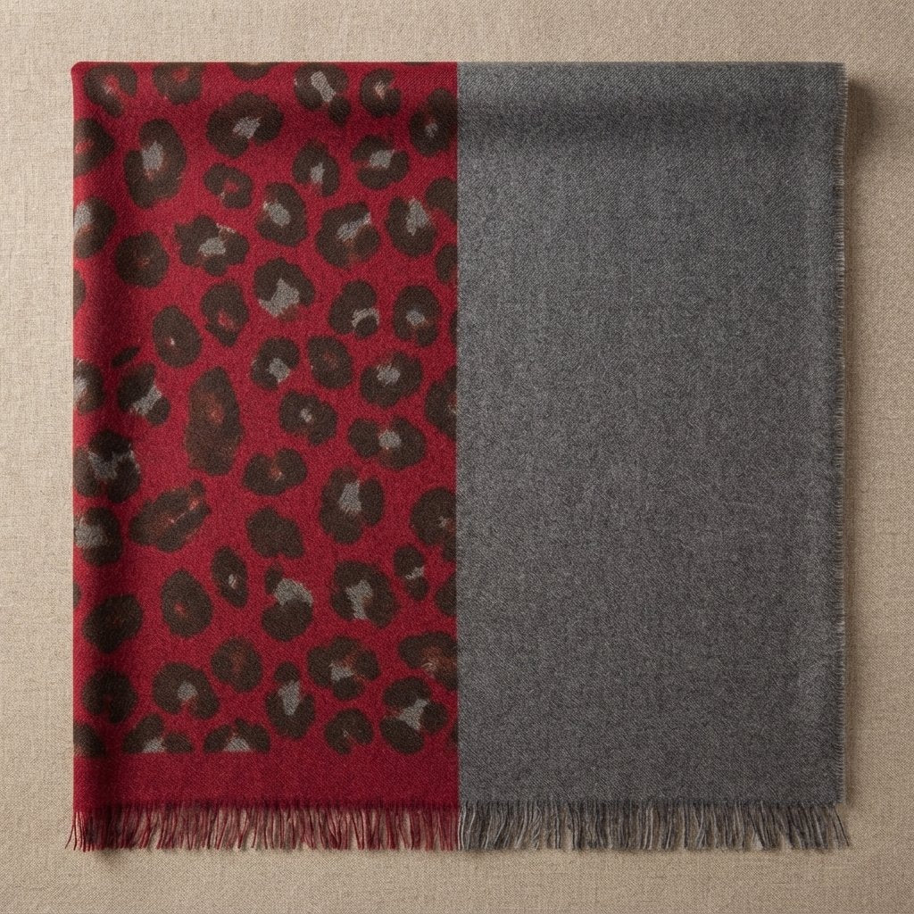 Leopard Print Shawl Scarf, Lightweight Cotton Blend