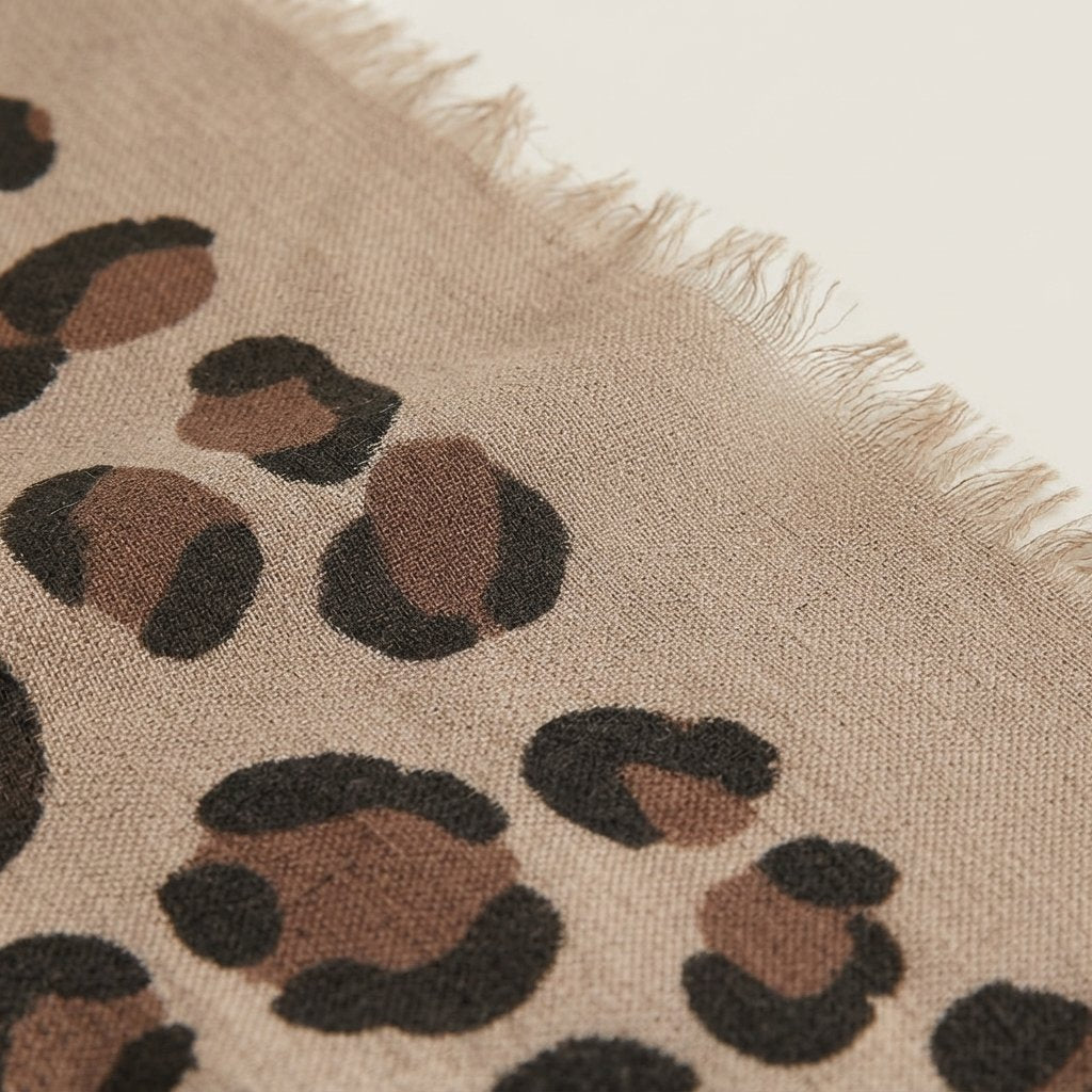Leopard & Zebra Print Scarf in Beige – One Size