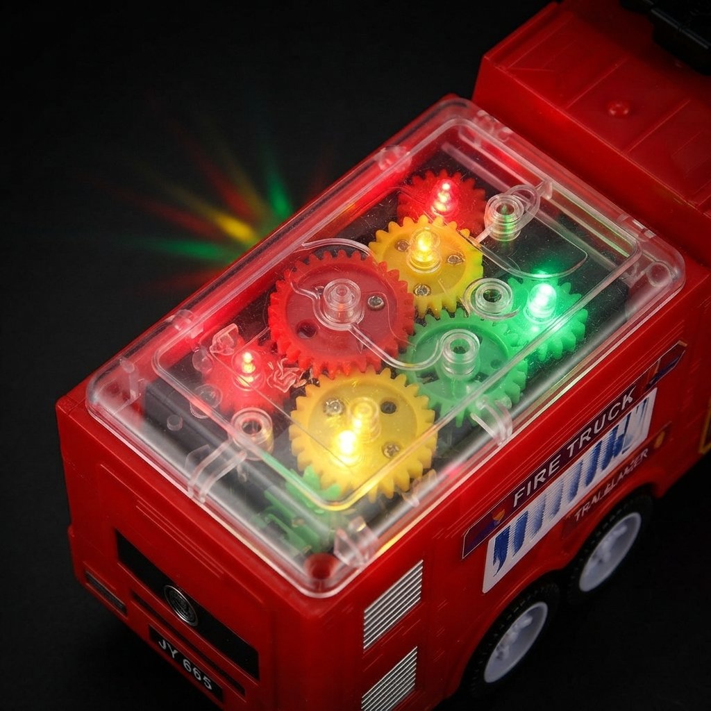 Light-Up Fire Truck Toy with Sounds for Kids 3+