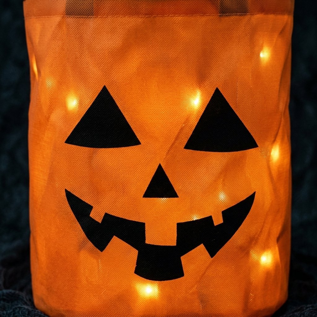Light-Up LED Jack-O'-Lantern Halloween Trick-or-Treat Candy Bucket – Reusable Pumpkin Pail with Fairy Lights
