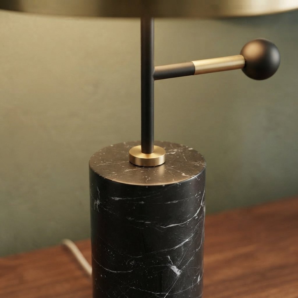 Marble Base Table Lamp, Black & Gold, E27