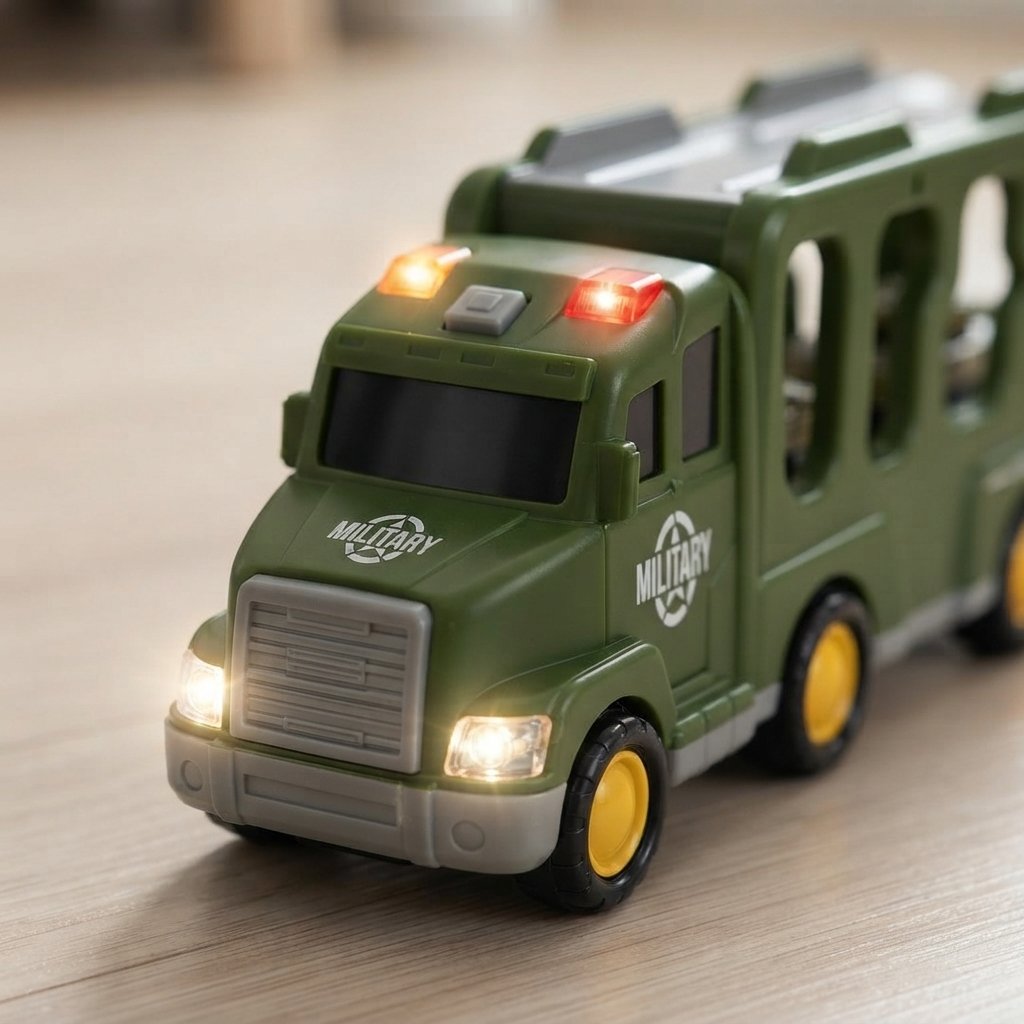 Military Carrier Truck Toy Set with Lights and Sound