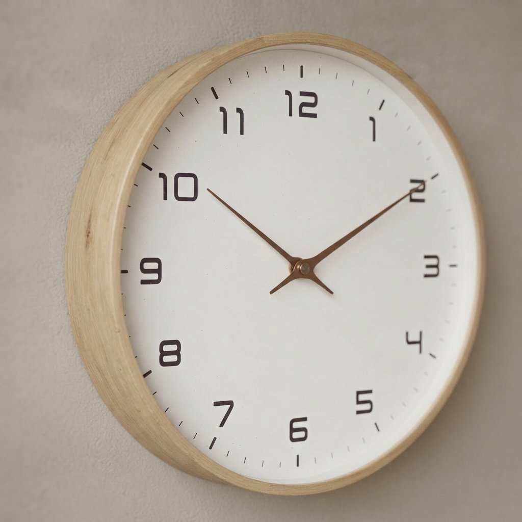 Minimalist Wood Frame Wall Clock with Silent Quartz