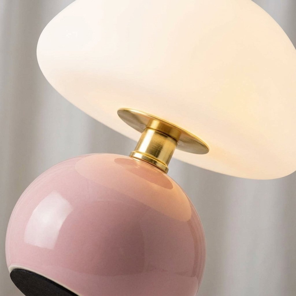 Mushroom Table Lamp with Frosted PVC Shade and Ceramic Base