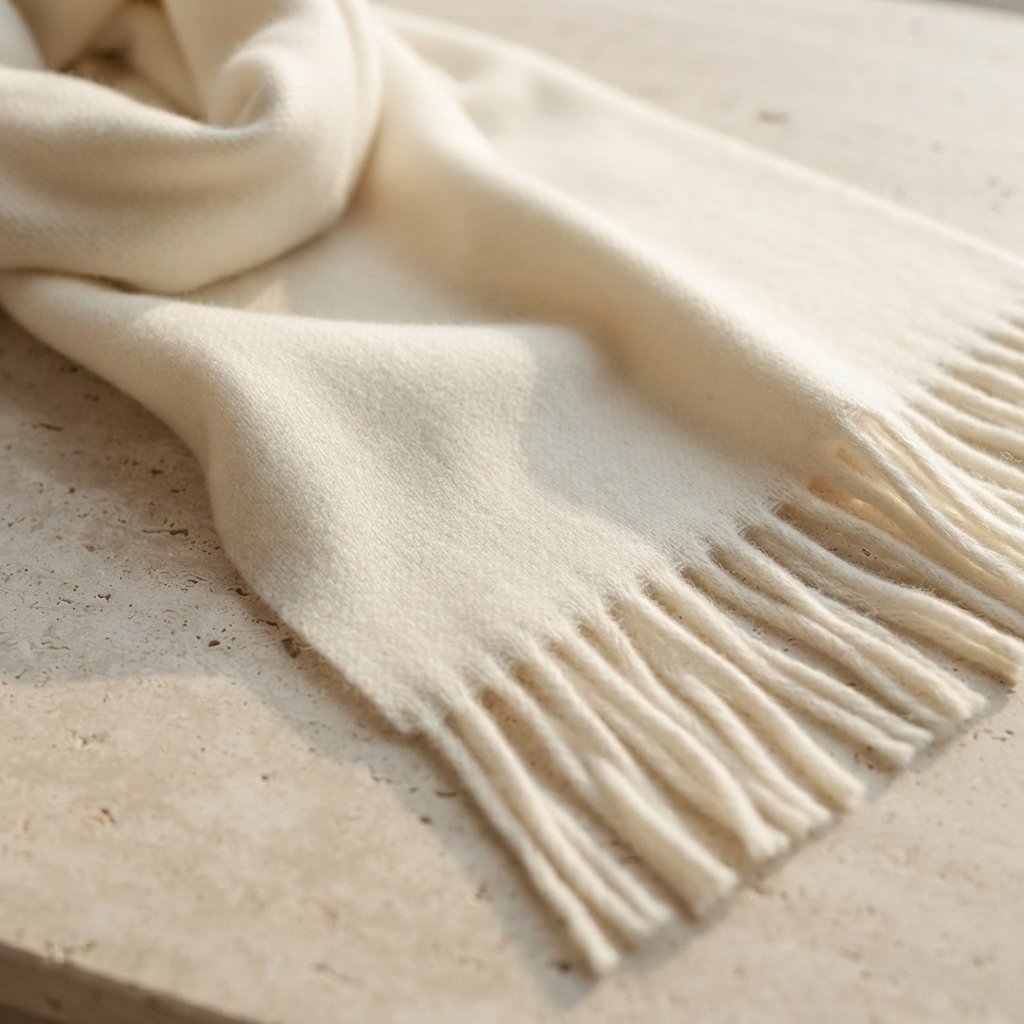 Oversized Blanket Scarf with Tassels – Soft Wool, White