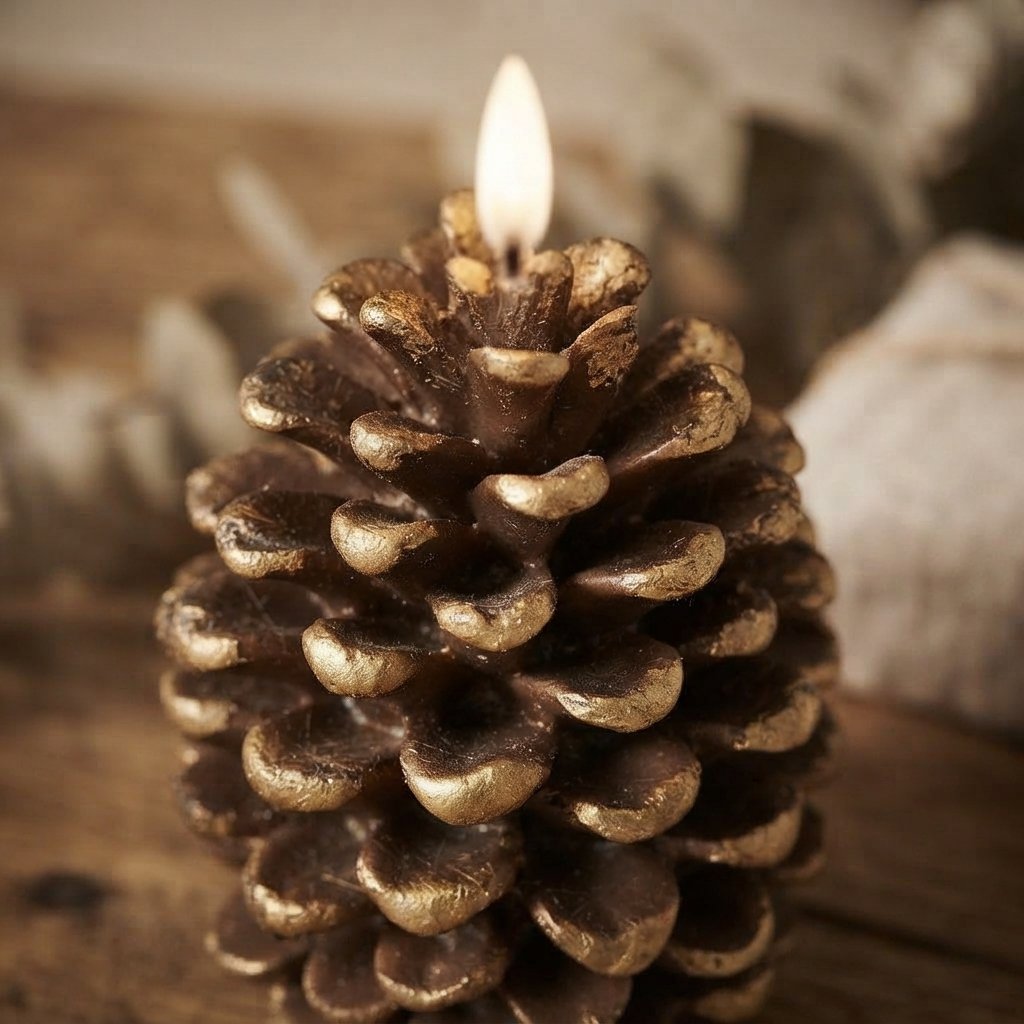 Pine Cone Flameless LED Candle, Warm Flickering Light
