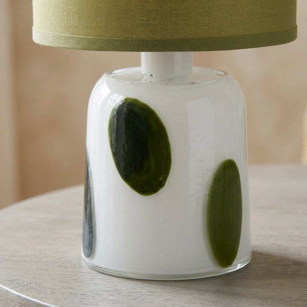 Pixie Rechargeable Table Lamp, Green Polka Dot